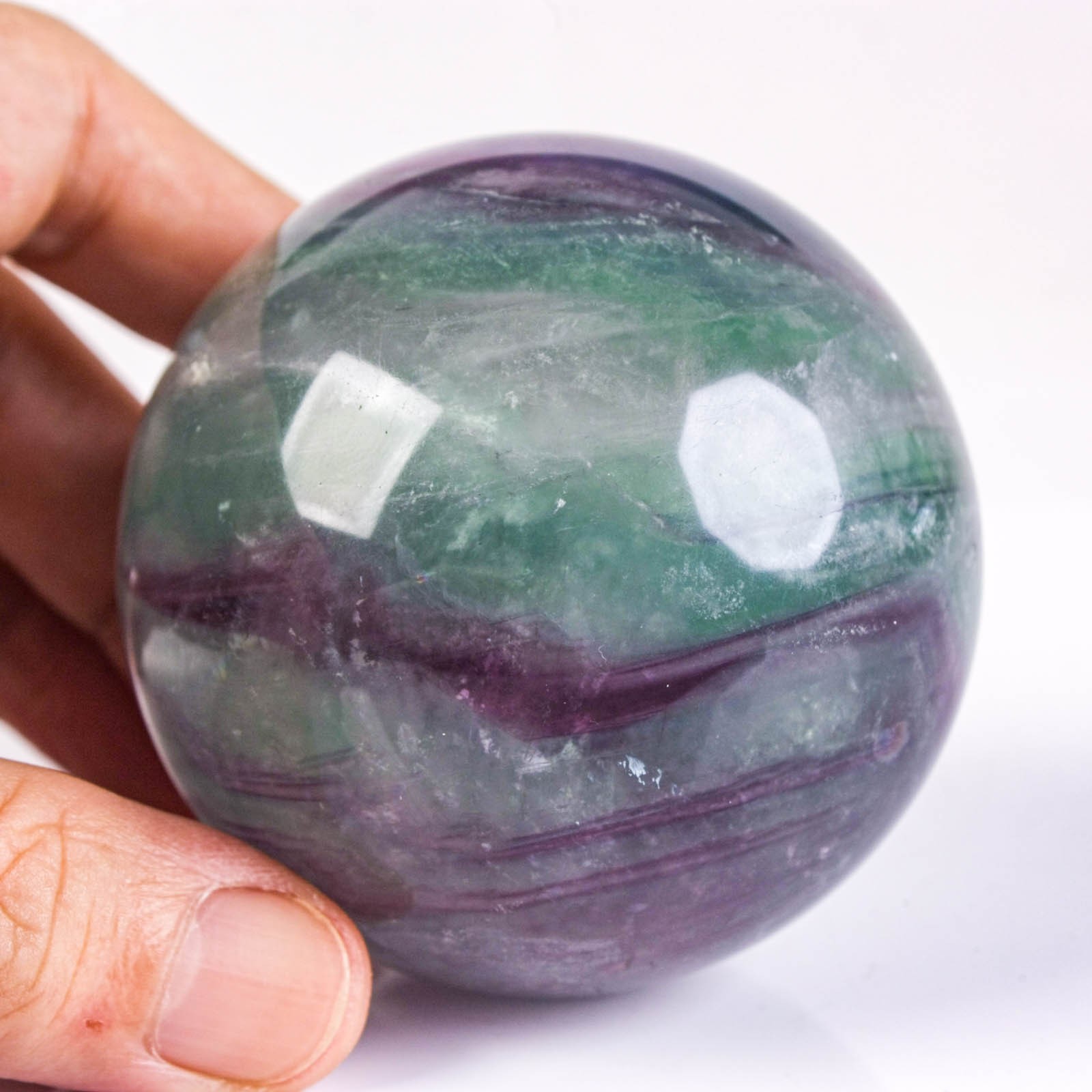 2.6″ 1.01LB Rainbow Fluorite Sphere Crystal Ball Natural Banded Mineral Specimen
