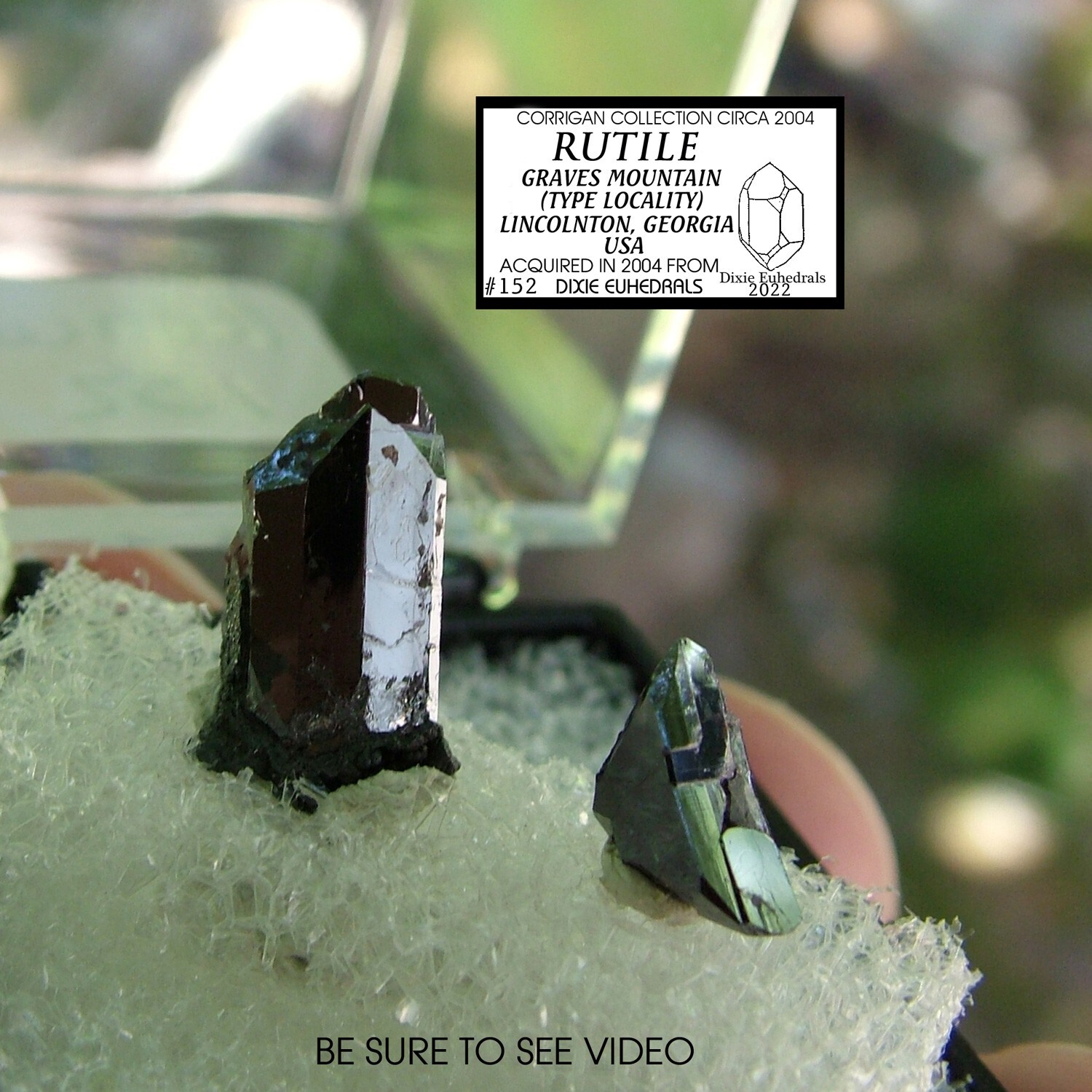 2 TINY mirror-faced graves mountain RUTILE CRYSTAL perky box mtn Georgia #152