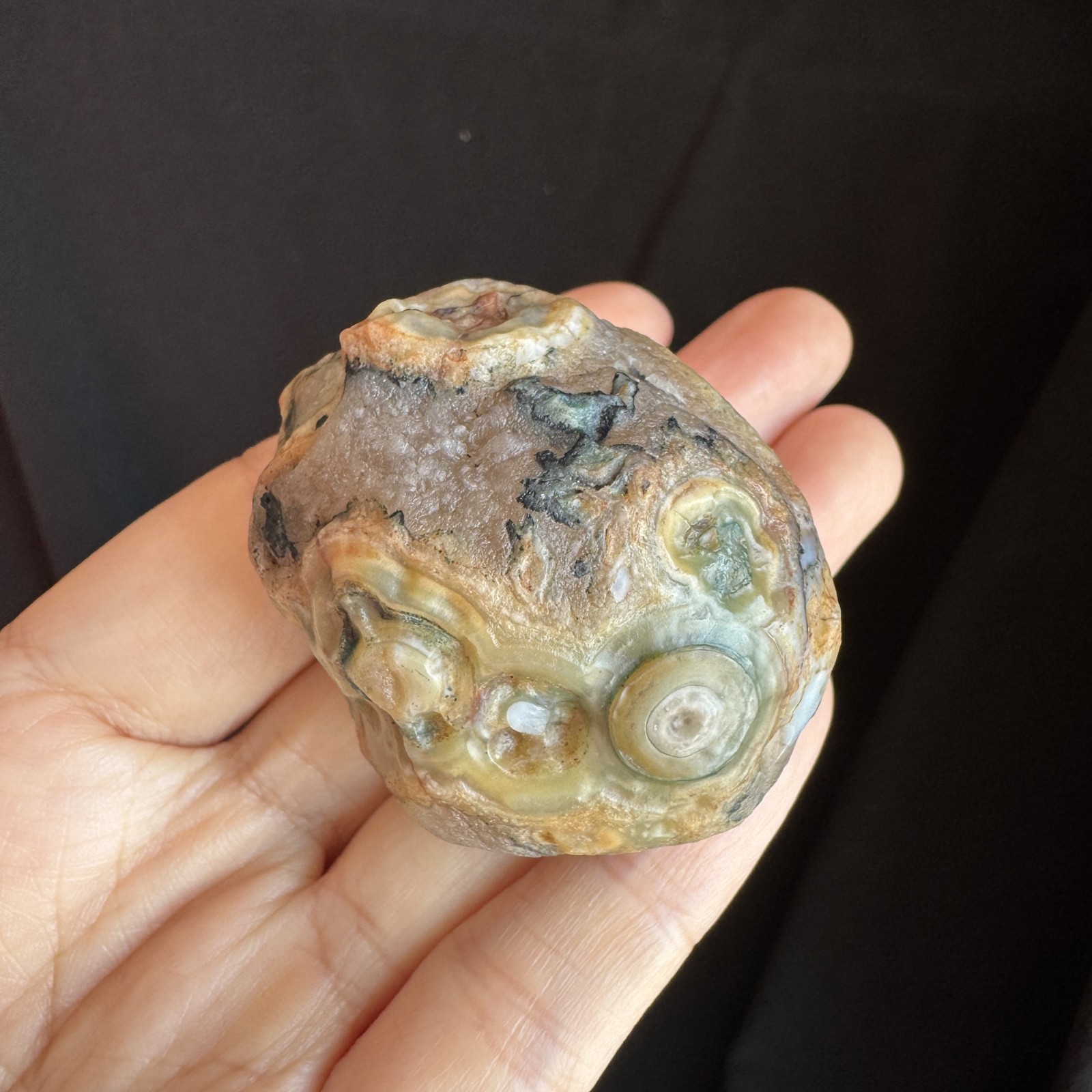5cm/87g Natural Big Alxa Gobi Desert Colorful Eye Agate, Mongolia-1001