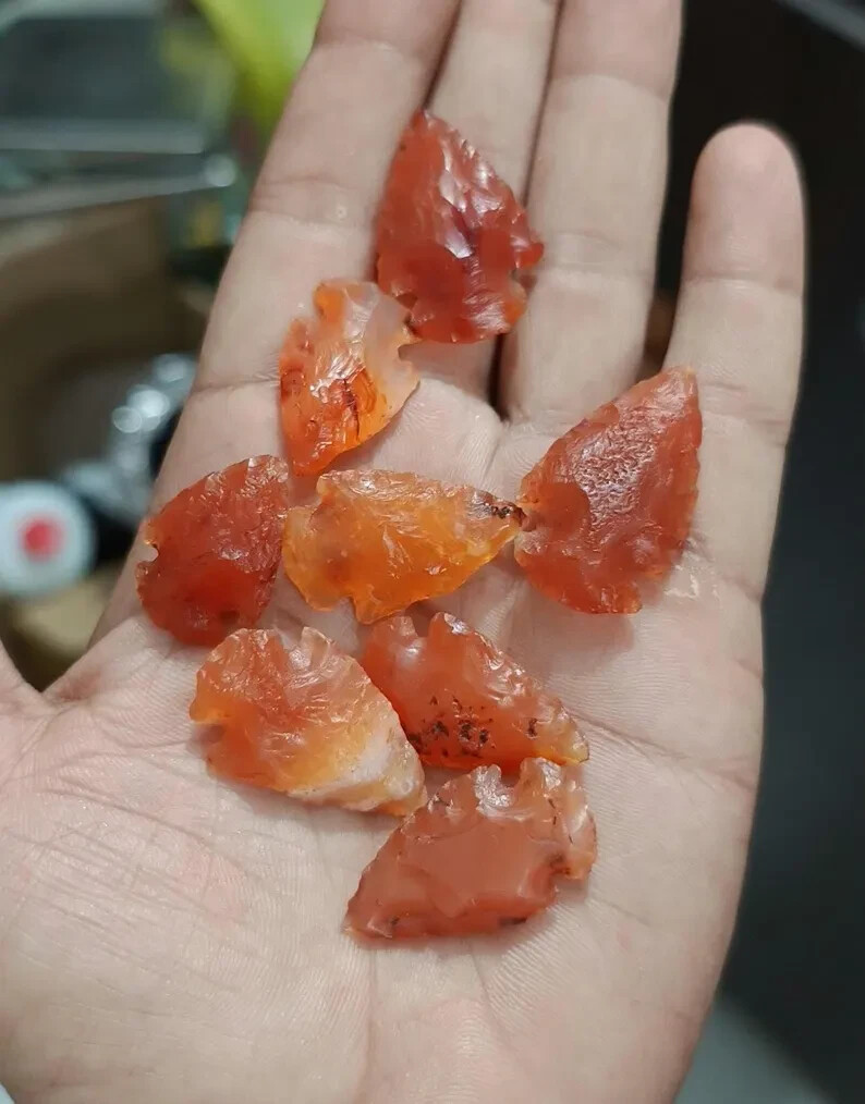 Premium Natural Carnelian Arrowhead Gemstone Carving for Jewelry Making