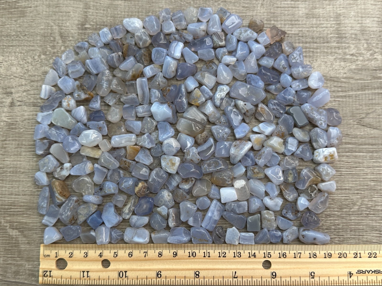 Grade A++ Blue Chalcedony Semi Tumbled Gemstone Chips 8-18mm, Wholesale Bulk Lot