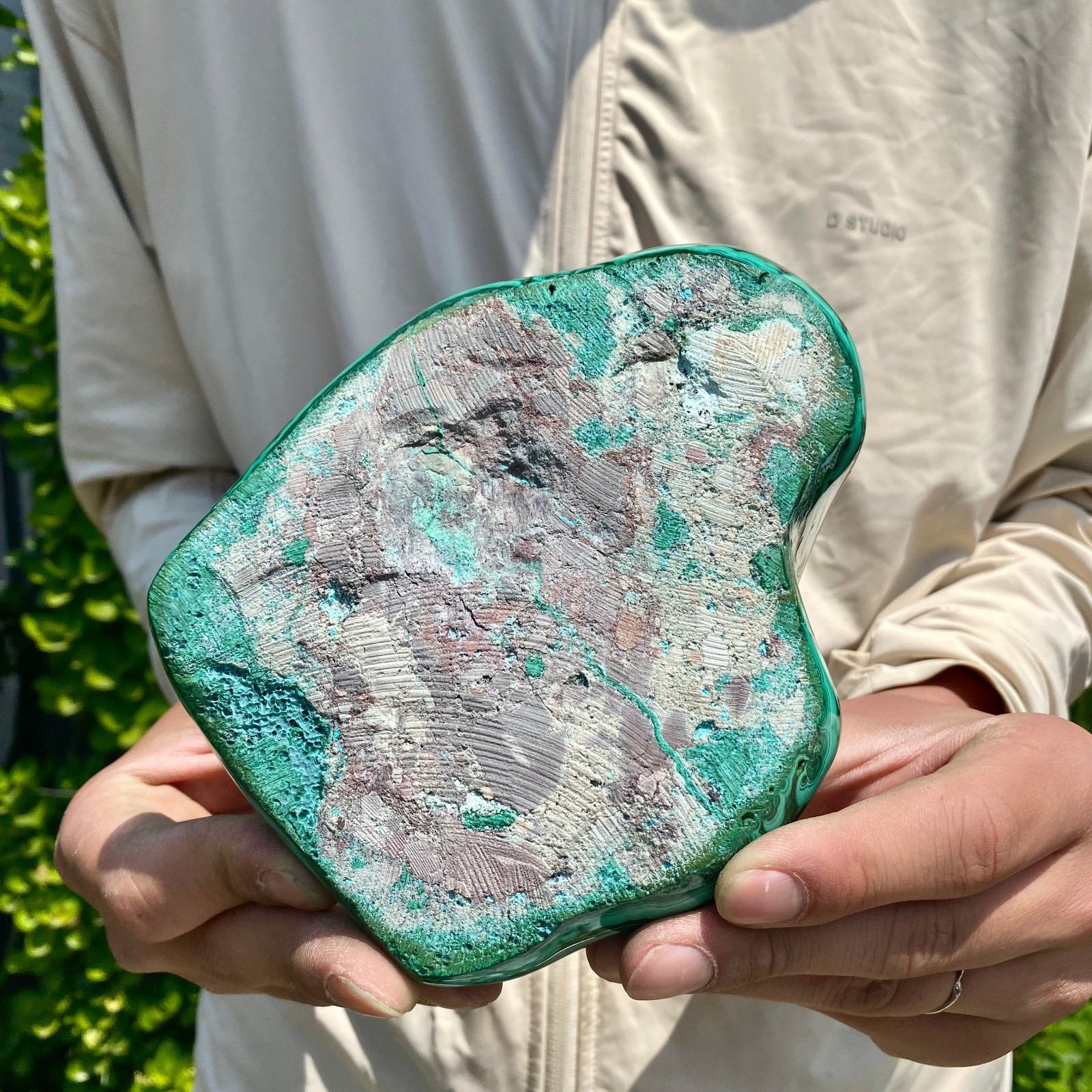 3.08LB Natural glossy Malachite transparent cluster rough mineral sample