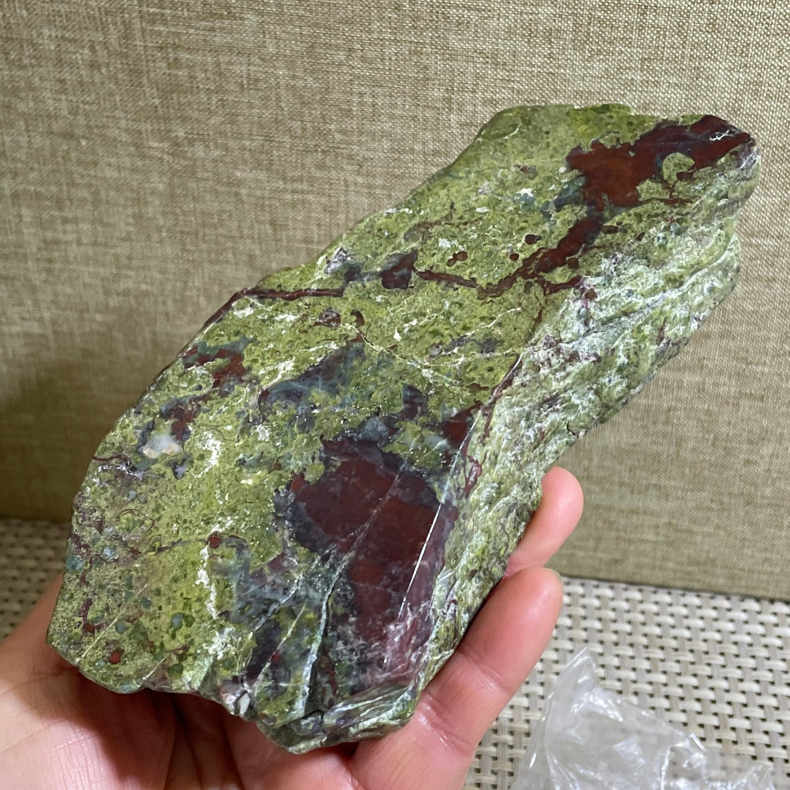 637g Raw dragon blood stone Jasper Rough polished Crystal gemstone slab
