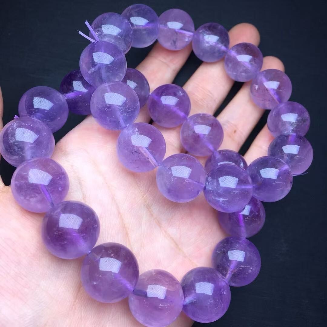 18mm Natural Amethyst Bead Bracelet Reiki Crystal Quartz Healing Decorate 1pc