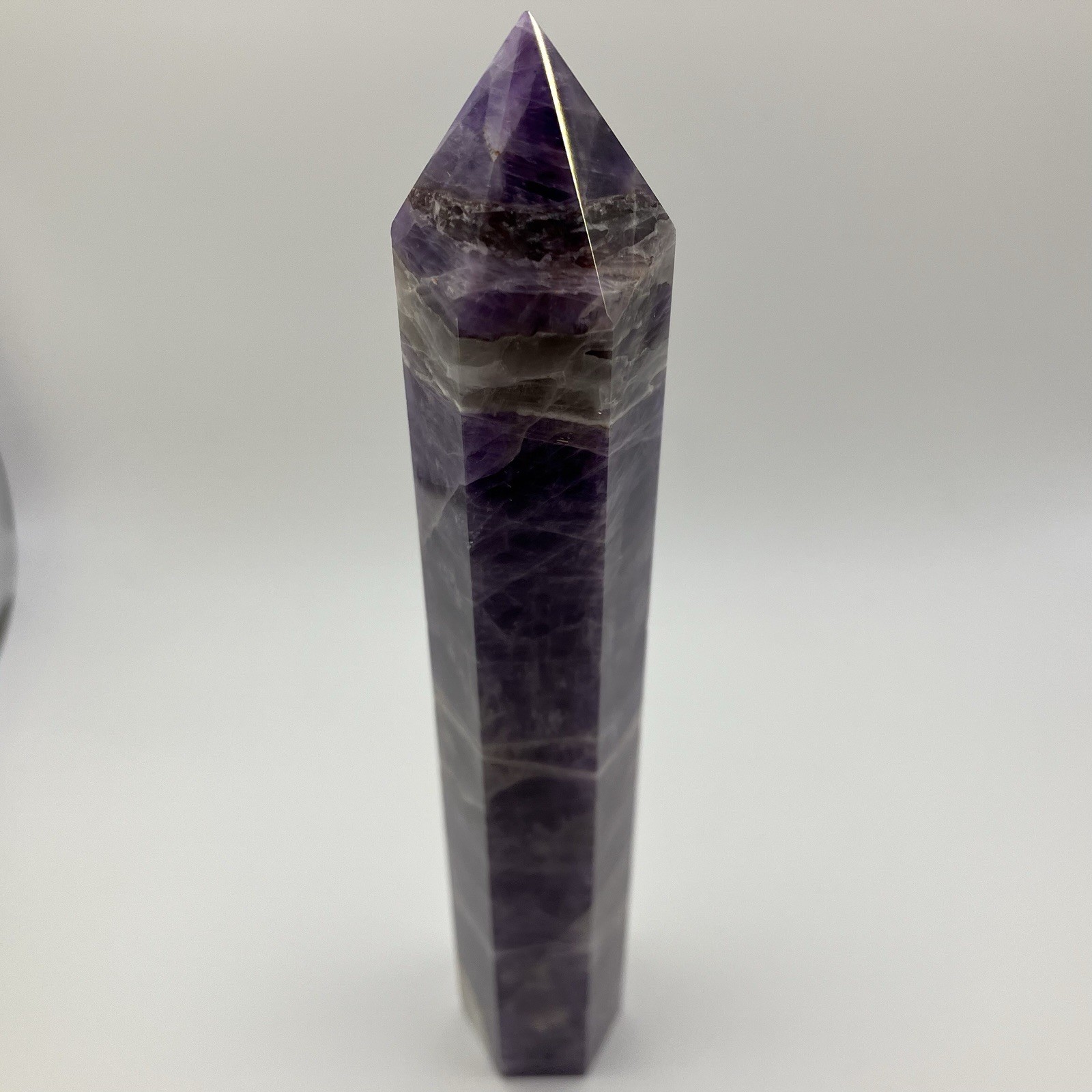 181mm XL .53 LB Brazil Amethyst Quartz Crystal Tower Gemstone Pillar Point, 240g