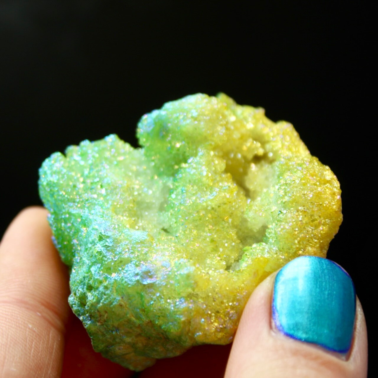 Angel Aura Quartz Cluster Green Yellow Crystal Mineral Specimen Home Decoration