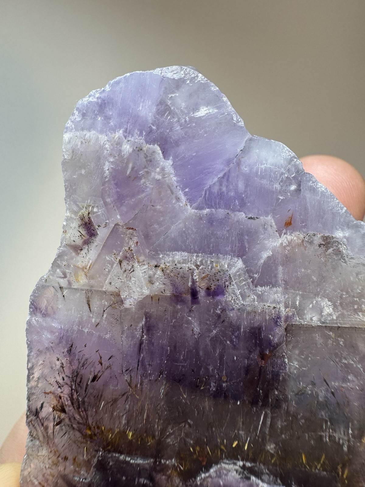 Boreal Amethyst Crystal Auralite23 Natural Phantom Reveal On Polished Face