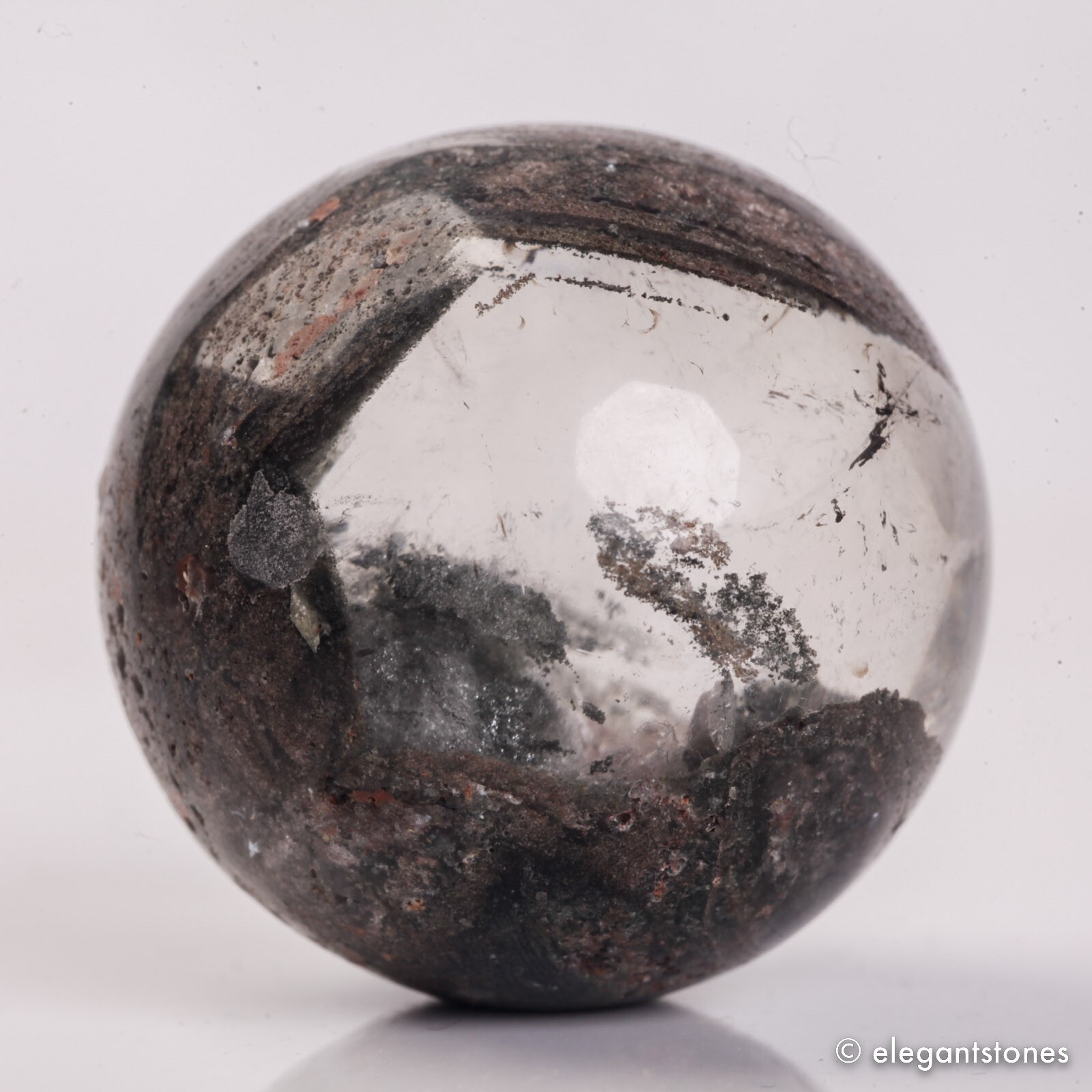 48g33mm Natural Garden/Phantom/Ghost/Lodolite Quartz Crystal Sphere Healing Ball