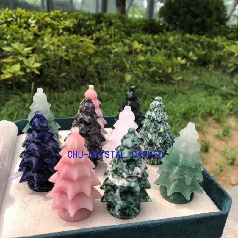 ‌Natural Crystal Christmas Tree Handmade Quartz Carving Holiday Gift for Family‌