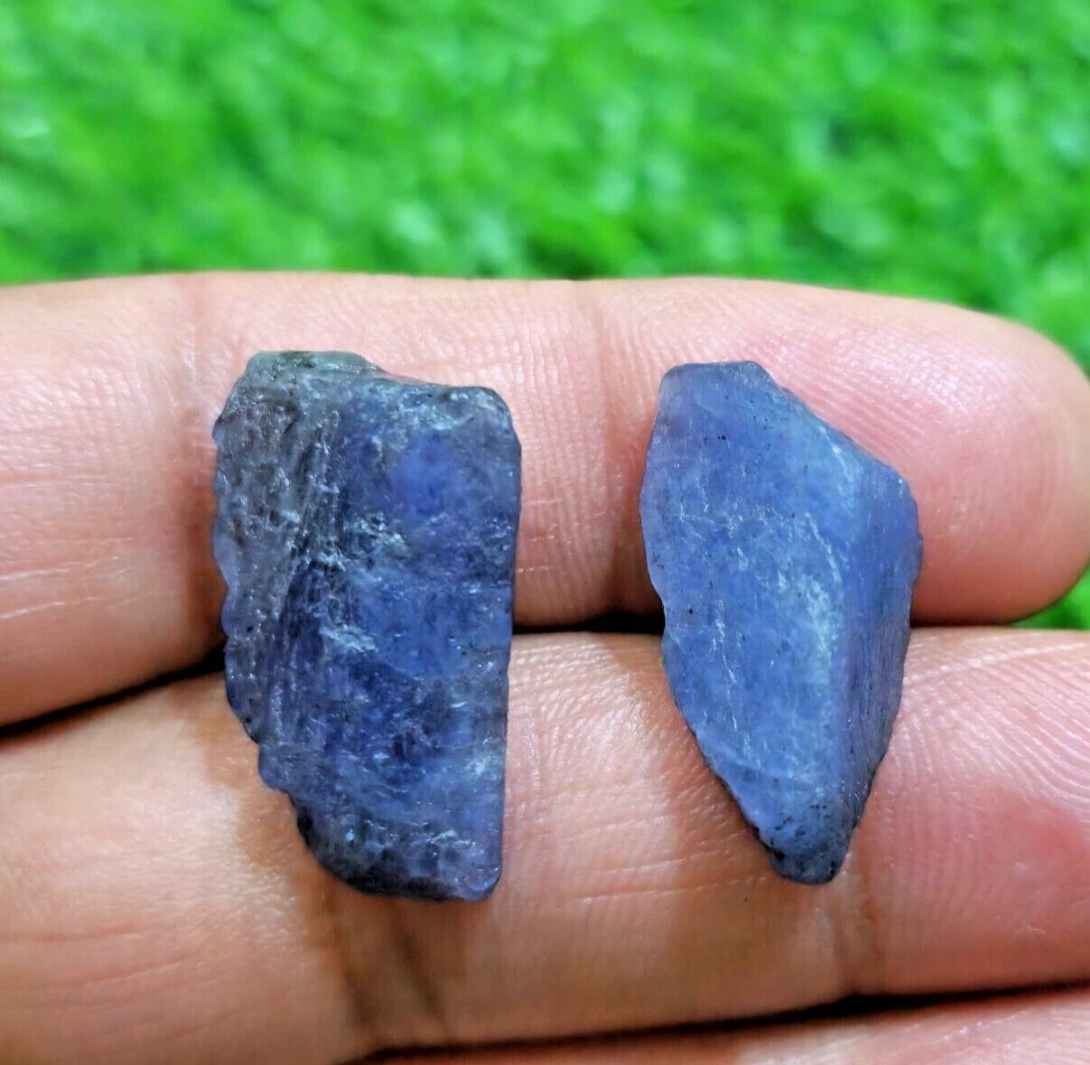 Adorable Fine Earth Mined Blue Tanzanite Raw 2 Piece Size 25-26 MM Rough Jewelry