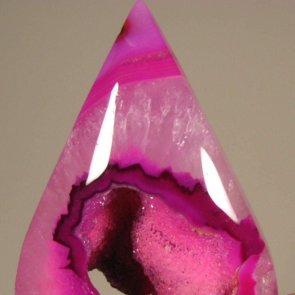 3.5″ PINK AGATE & QUARTZ Crystal Polished Pear Point – Brazil
