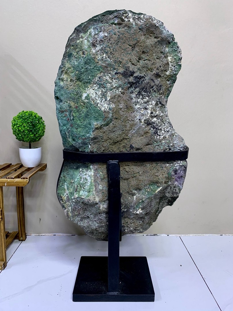 118LB Natural Amethyst Geode Crystal Cave Decor Stone Cathedral Specimen Stand