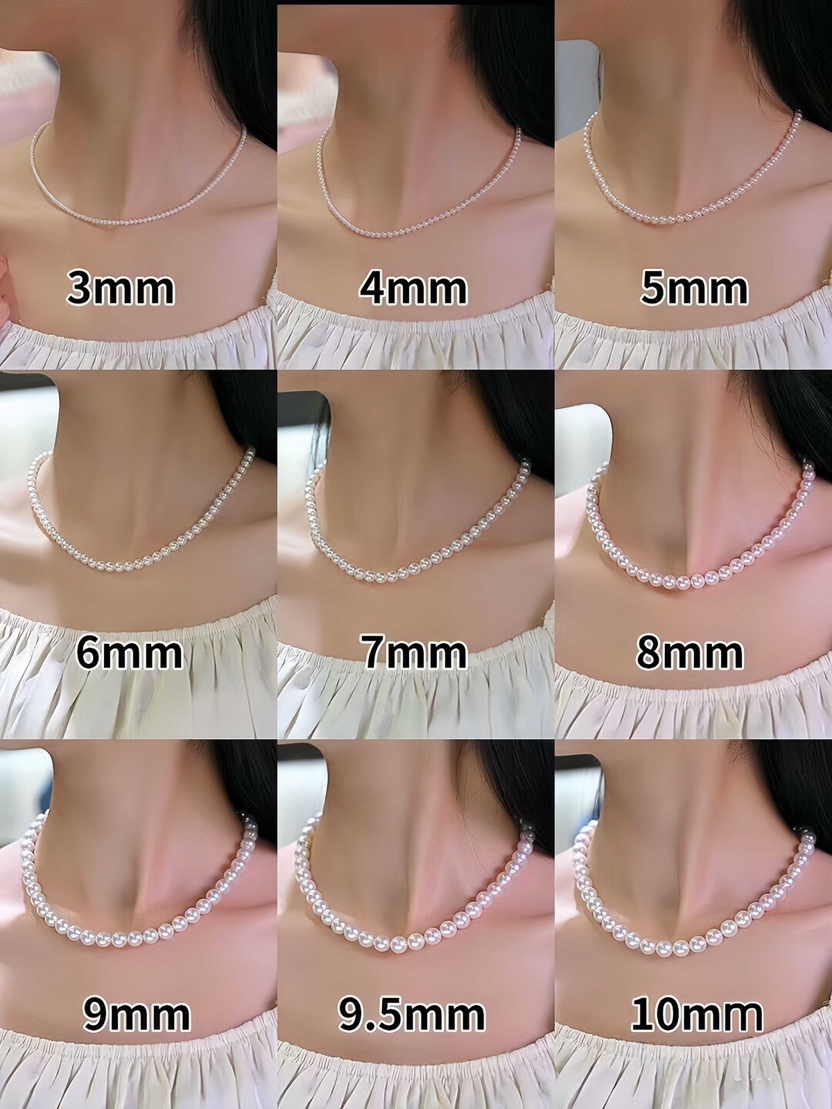 Versatile Aurora Iridescent Rice Pearl Necklace 3.5mm Natural Freshwater 42-43cm