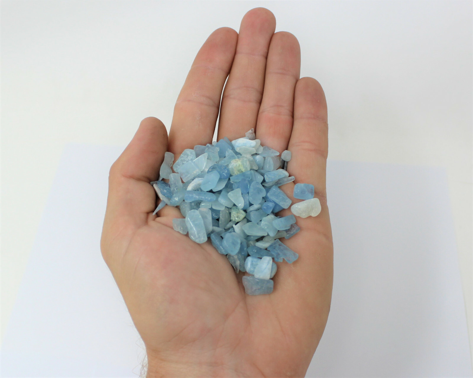 Aquamarine Semi Tumbled Gemstone Mini Chips 6-8 mm, ‘A’ Grade Wholesale Bulk Lot