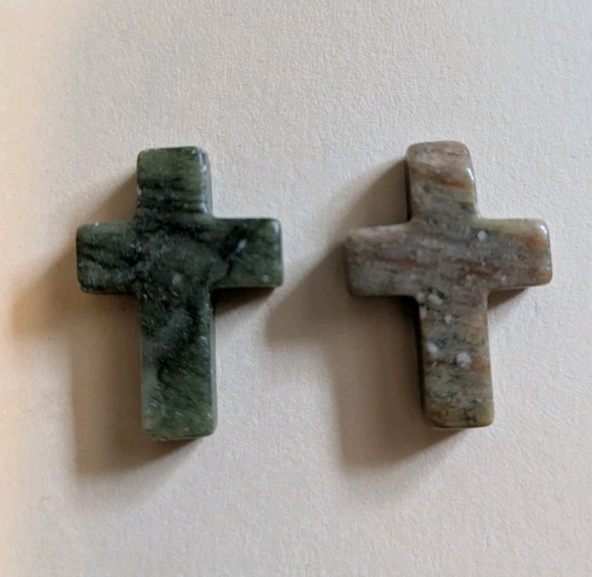 1″ Mini Crystal Crosses Natural Quartz Cross Shaped Worry Stones Charms – #11