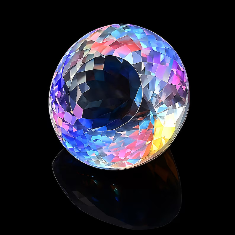 100Ct Natural Rainbow Color Round Cut Mystic Topaz Loose Certified Gemstone