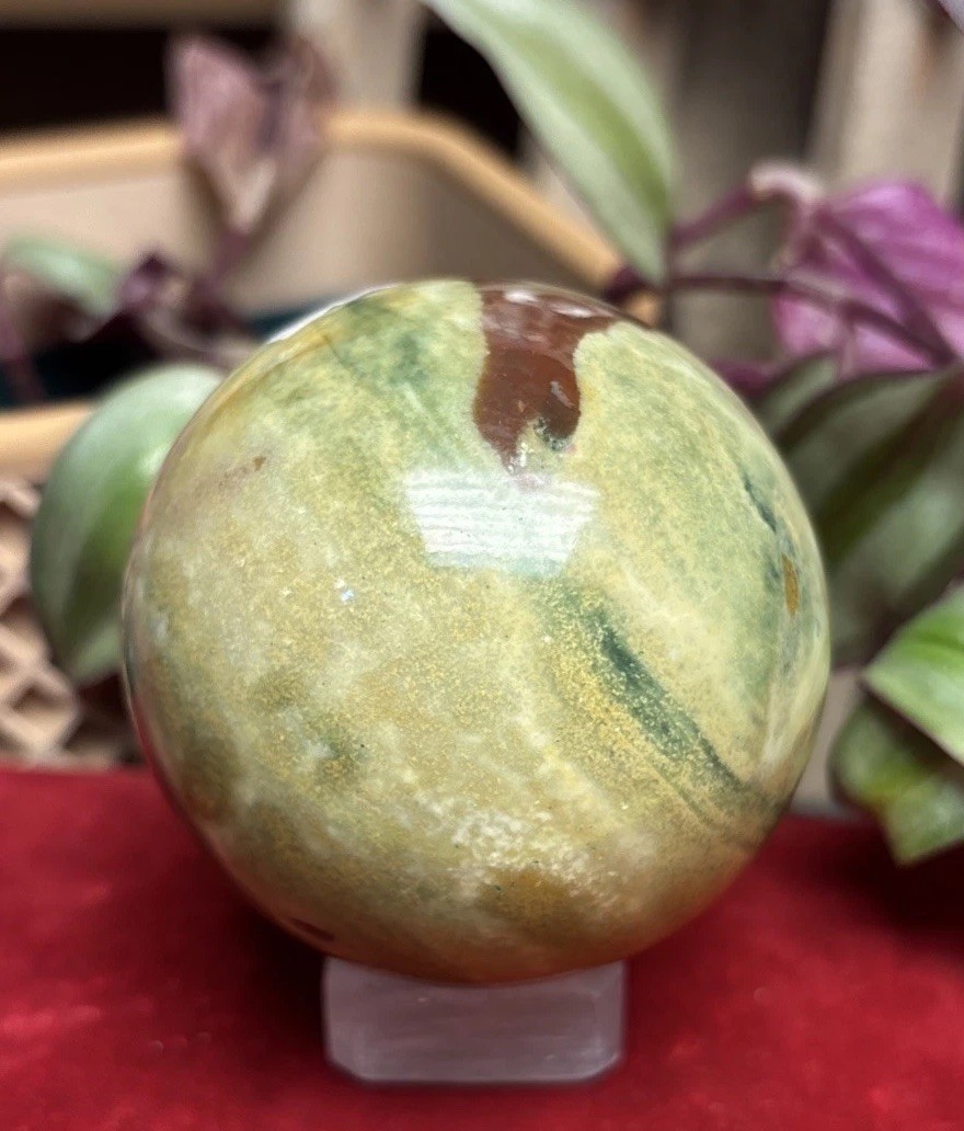 Fancy Jasper Sphere, The Supreme Nurturer Stone, Jasper 295 Grams 3”