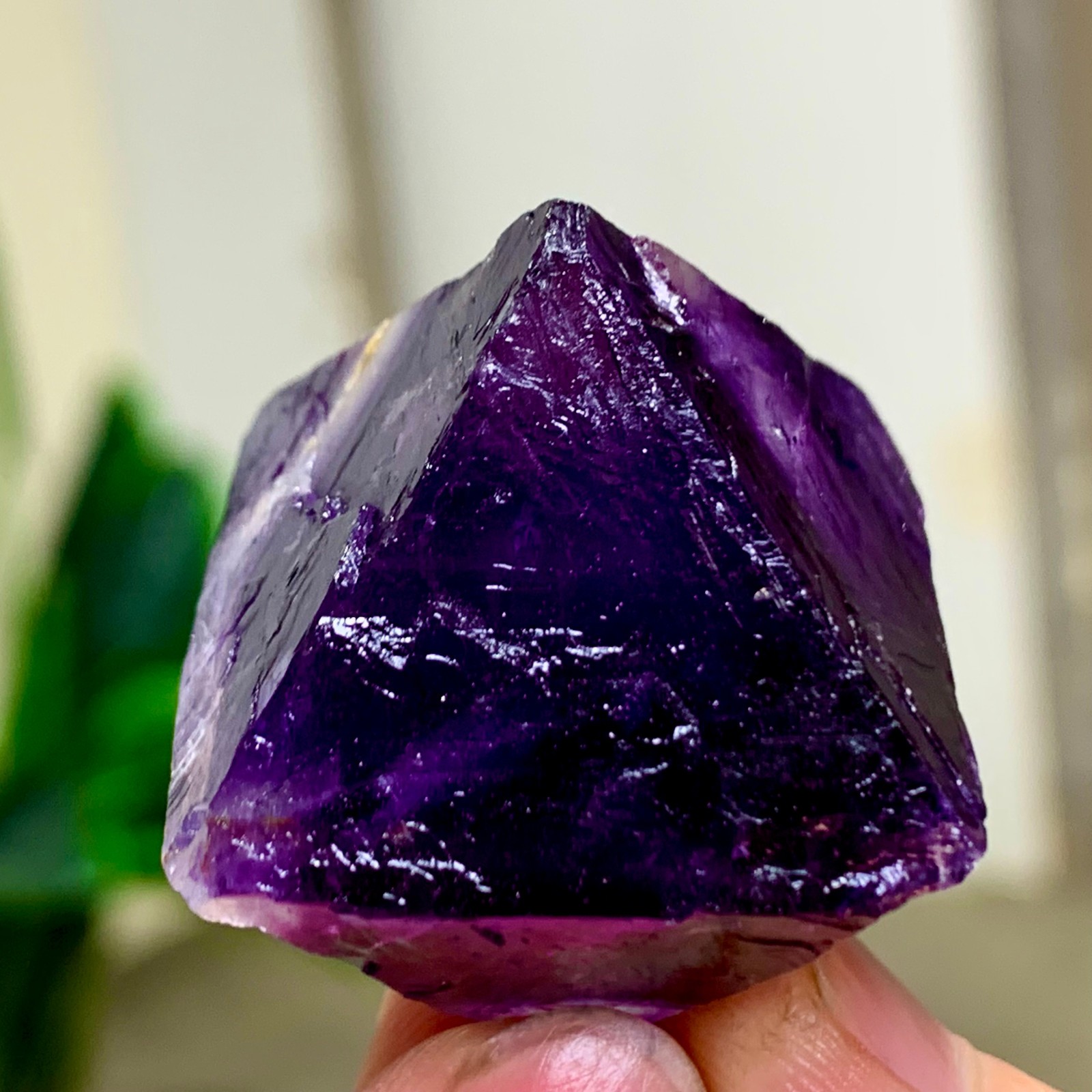 36G Natural purple fluorite octahedron quartz crystal healing