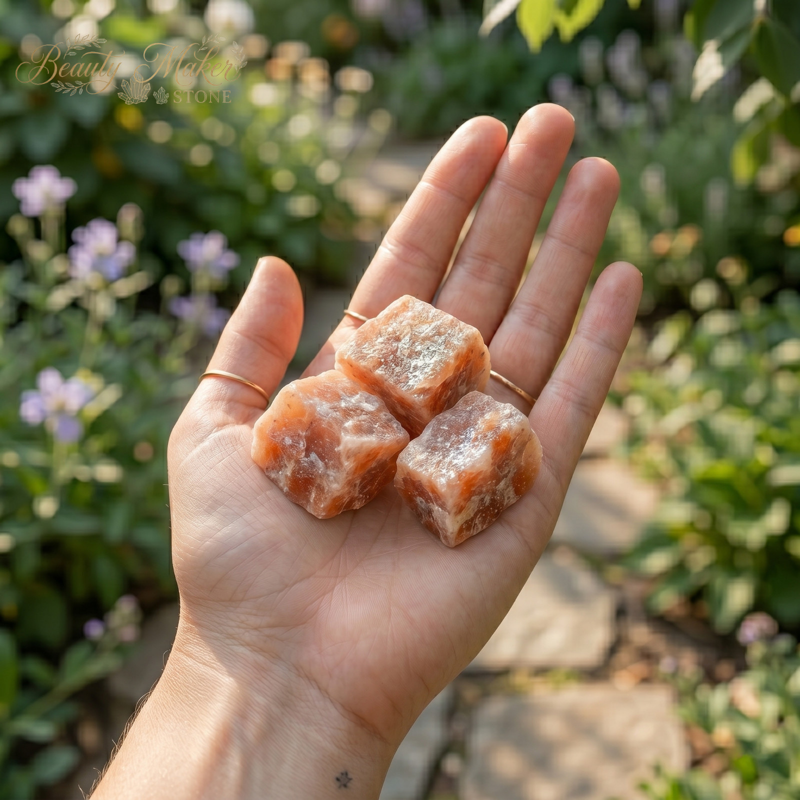 3pcs Large Sunstone Rough Crystals 3-5cm Natural Raw Stones For Display DIY Art