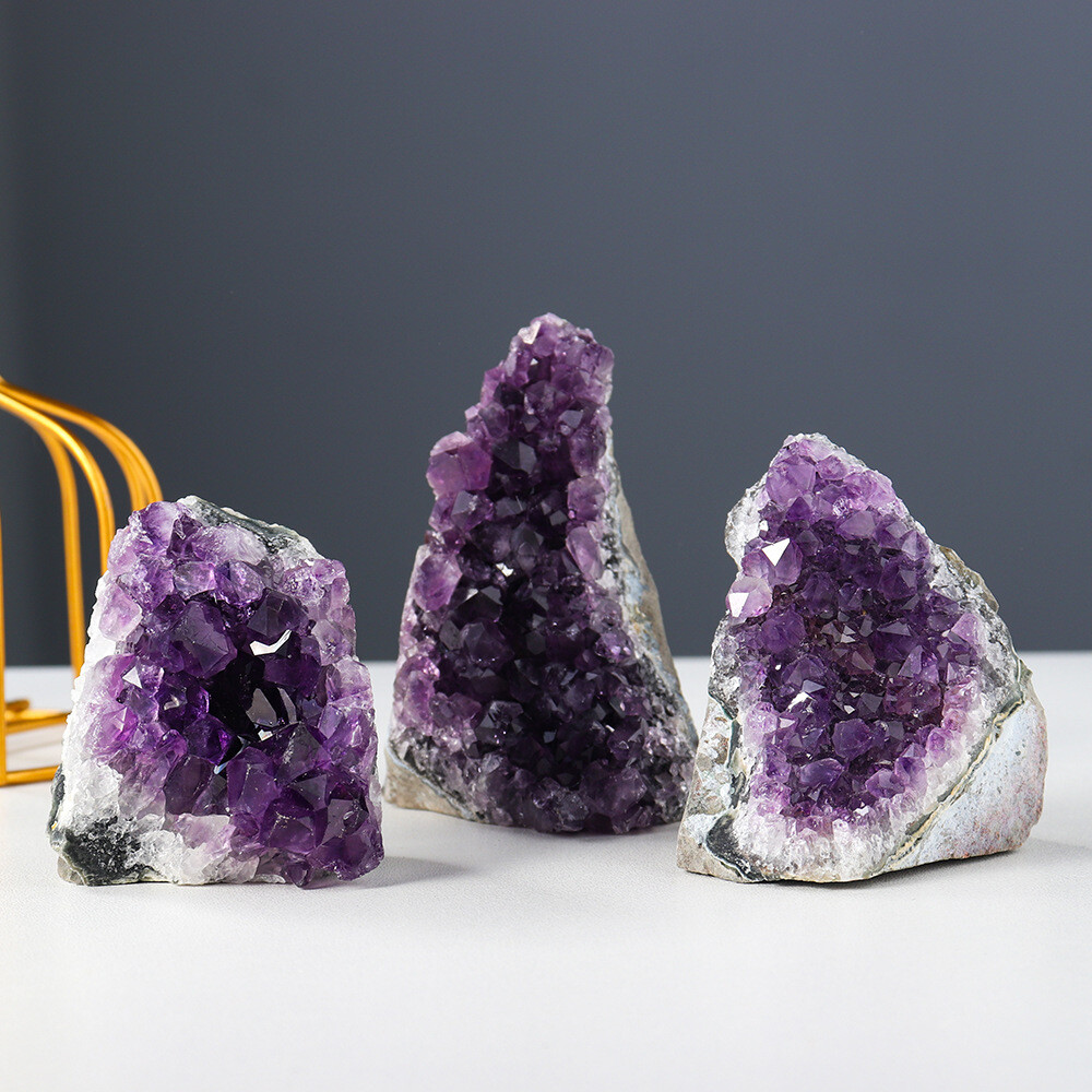 Natural Amethyst Quartz Geode Crystal Cluster Healing Specimen Decoration DIY