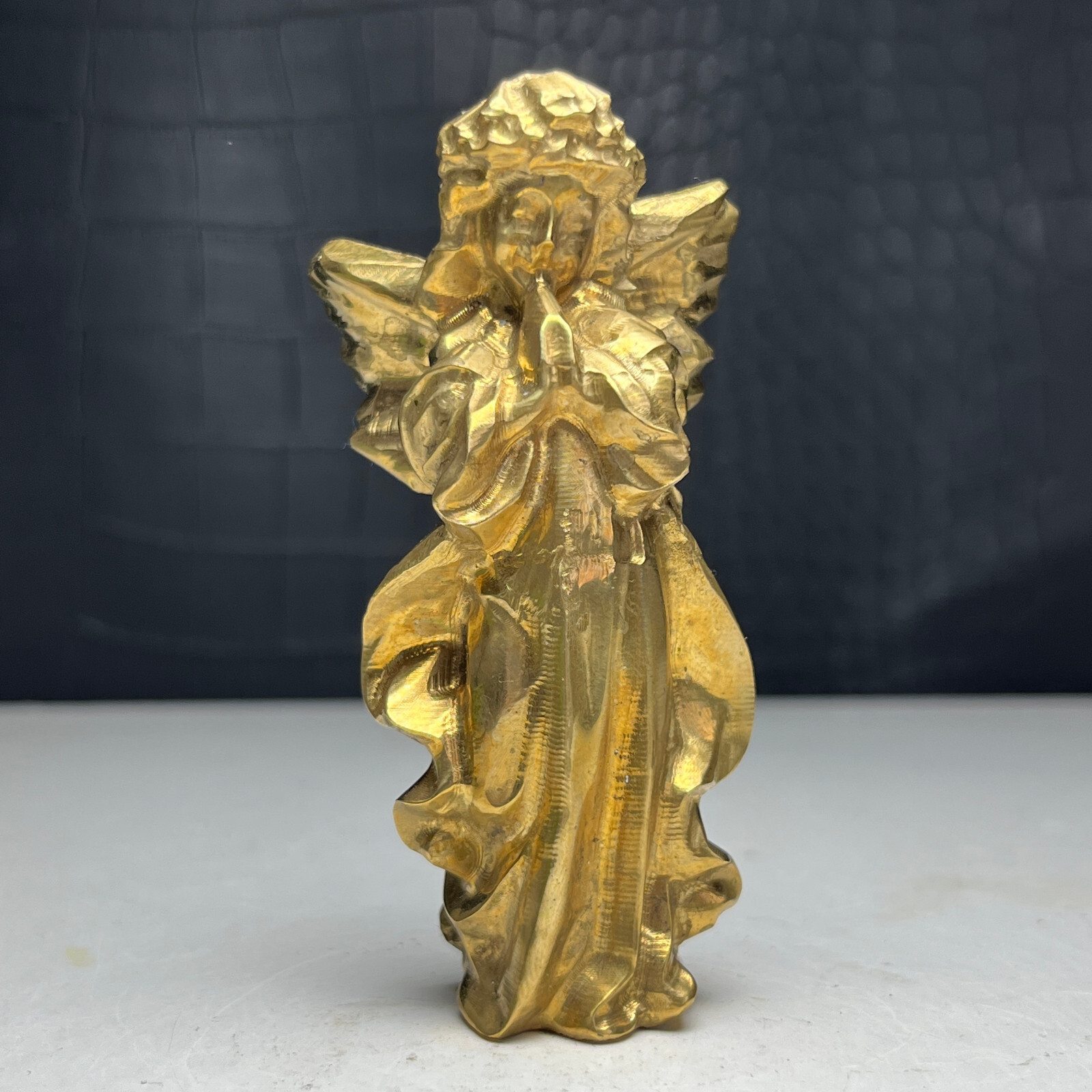 Natural Crystal Mineral Specimen.Brass. Hand-carved Angell. Gift. BP