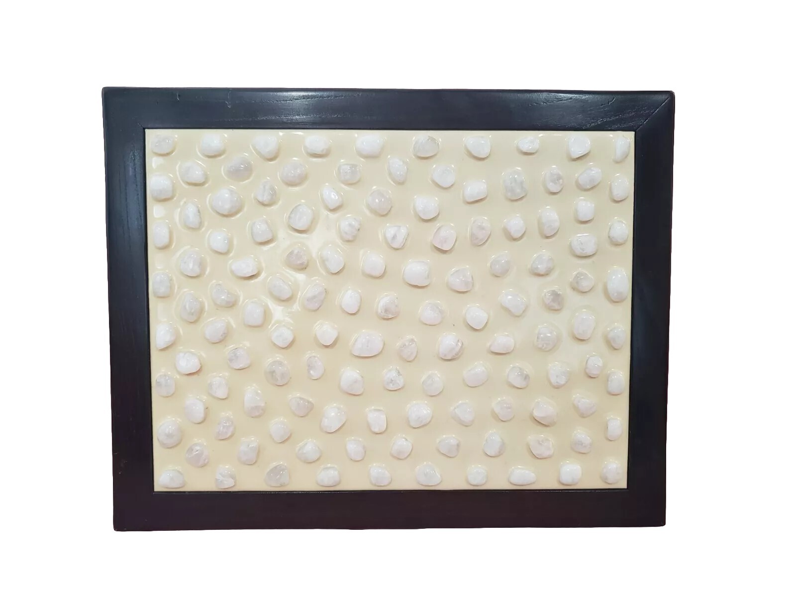 8.13LB 130Pcs Natural Pink Rose Quartz Crystal Polished Stones Resin Wood Panel