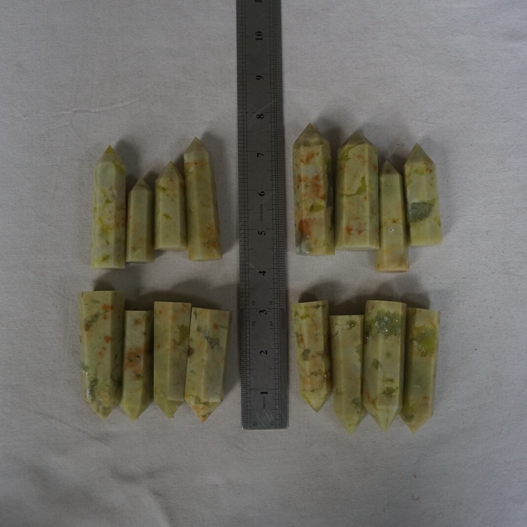 12 Pieces 1kg Natural Yellow Jade Crystal Tower Point Obelisk Polished Healing