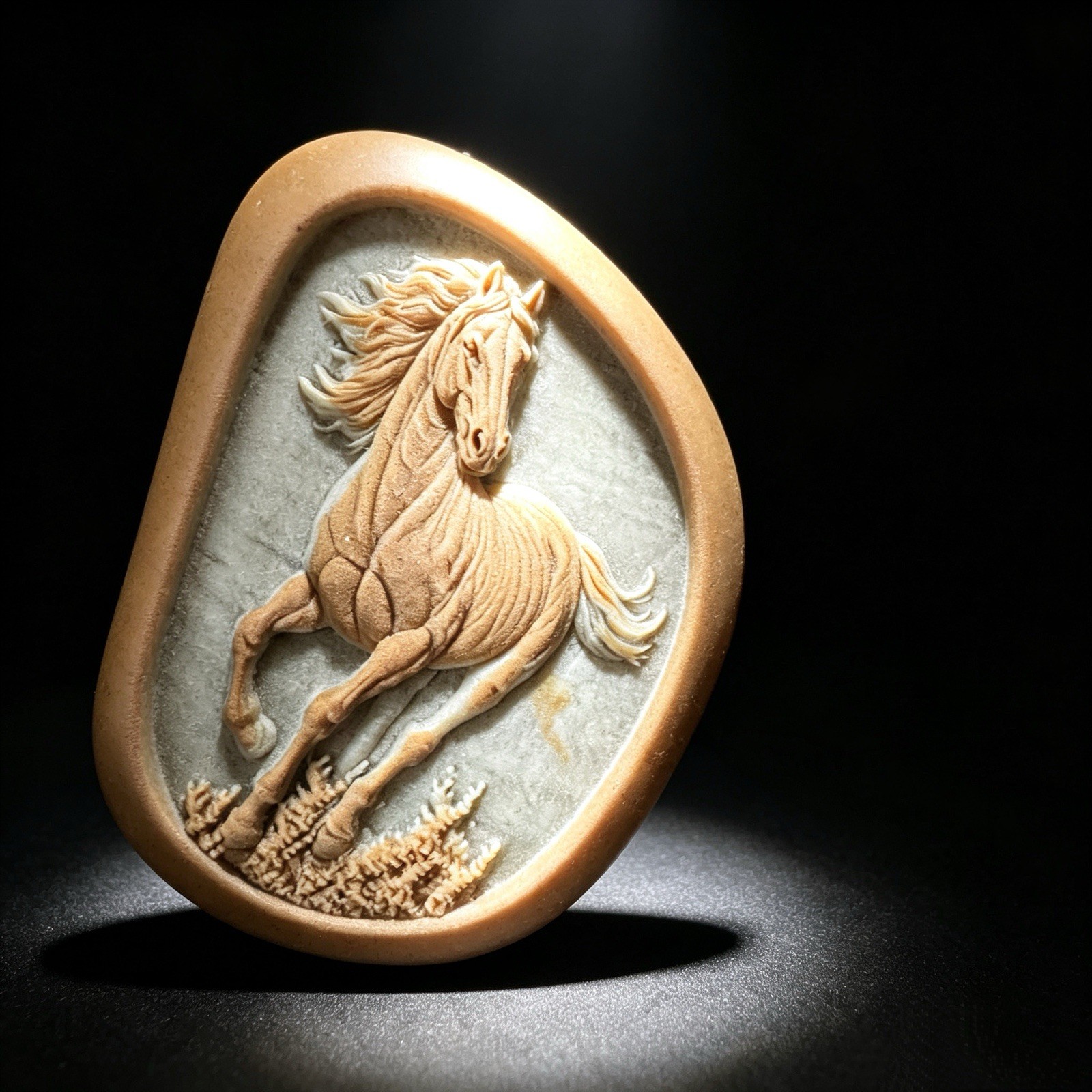 Natural Songhua Stone Finely Carved Horse, Collectible Crystal Desk Decor