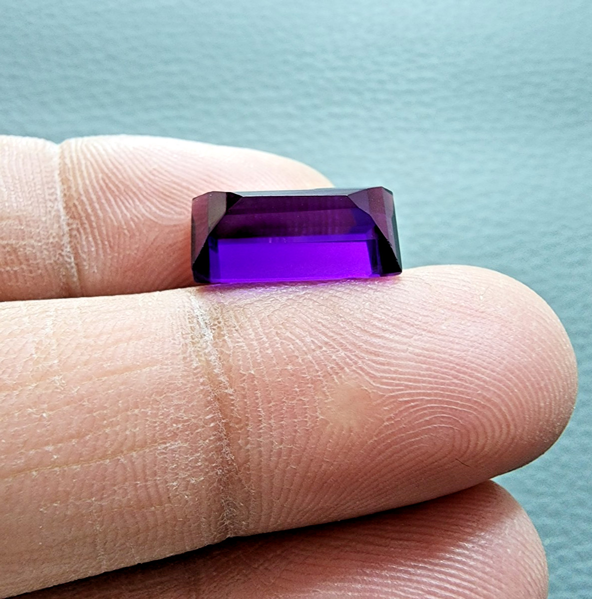 Rare Deep Purple Amethyst 6.30 Ct Rectangle Cut Natural Gemstone AAA Look