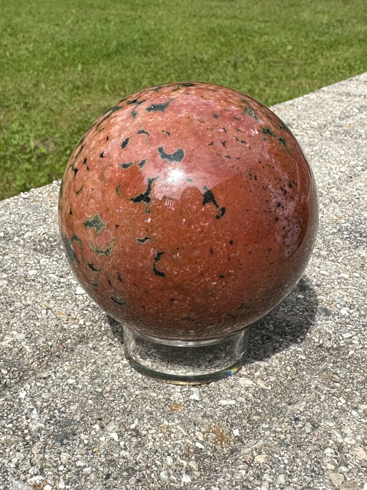 8th vein orbicular ocean jasper natural druzy polished crystal sphere