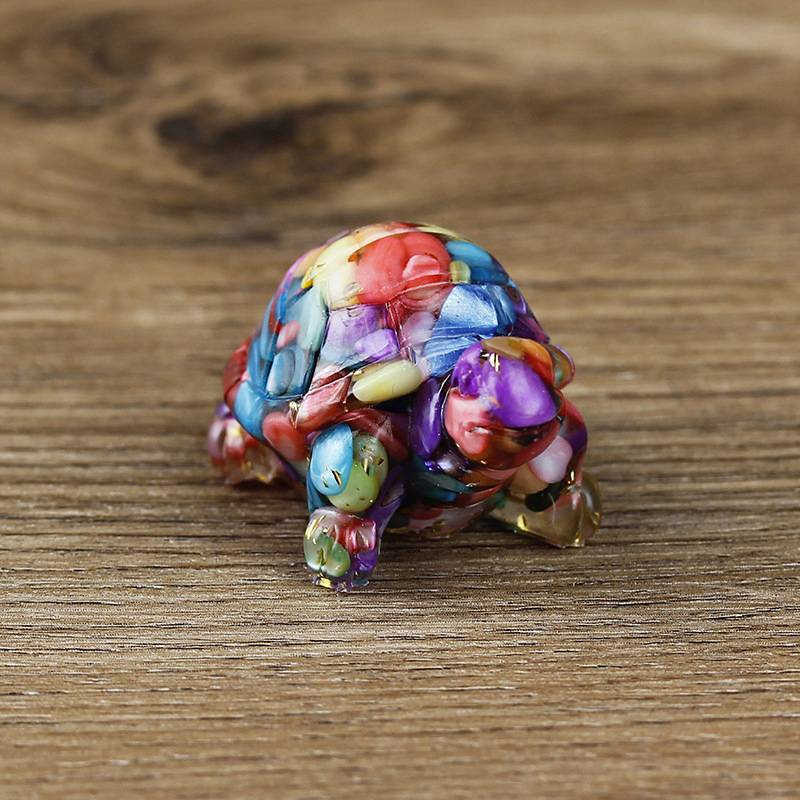 Natural Colorful Scallop Quartz Crystal Longevity Turtle Gravel Mini Resin Decor