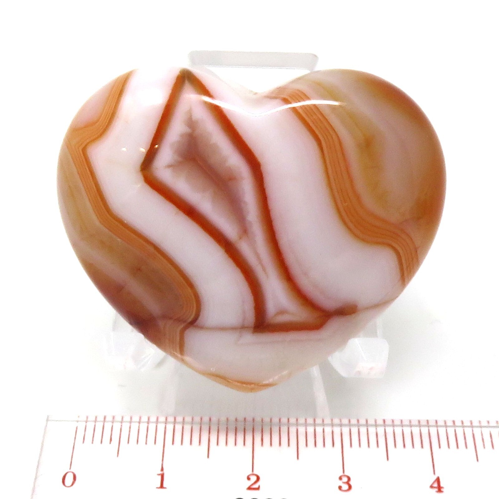 Orange Banded Agate Stone Heart #874- 40mm x 35mm x 15mm or 1.57″ -Pocket Stone