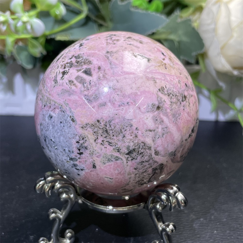 1.4LB 2.7″ Natural Peru Rhodonite Sphere Ball Crystal Quartz Decor Healing