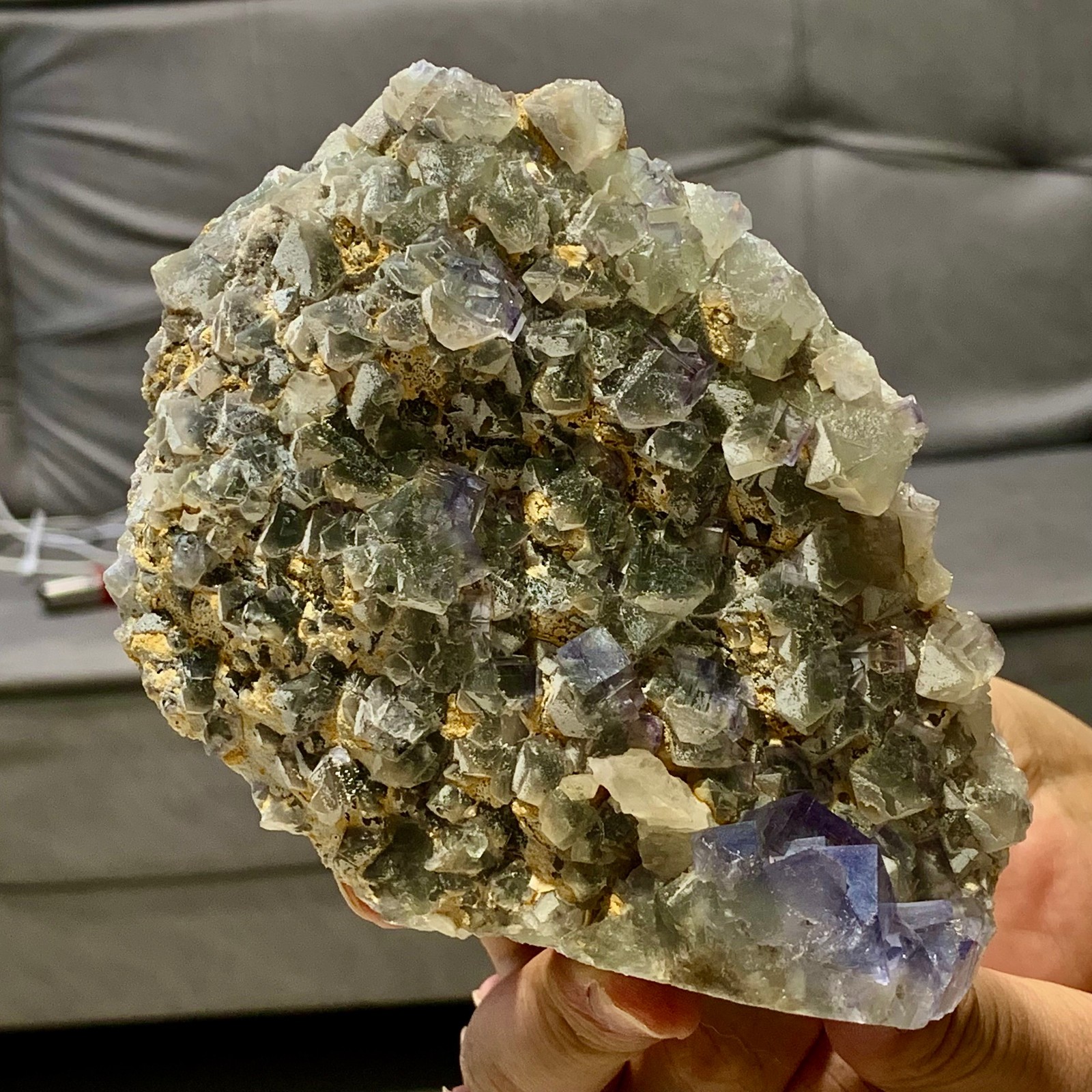 1.28LB Rare transparent Purole green fluorite mineral crystal sample/China