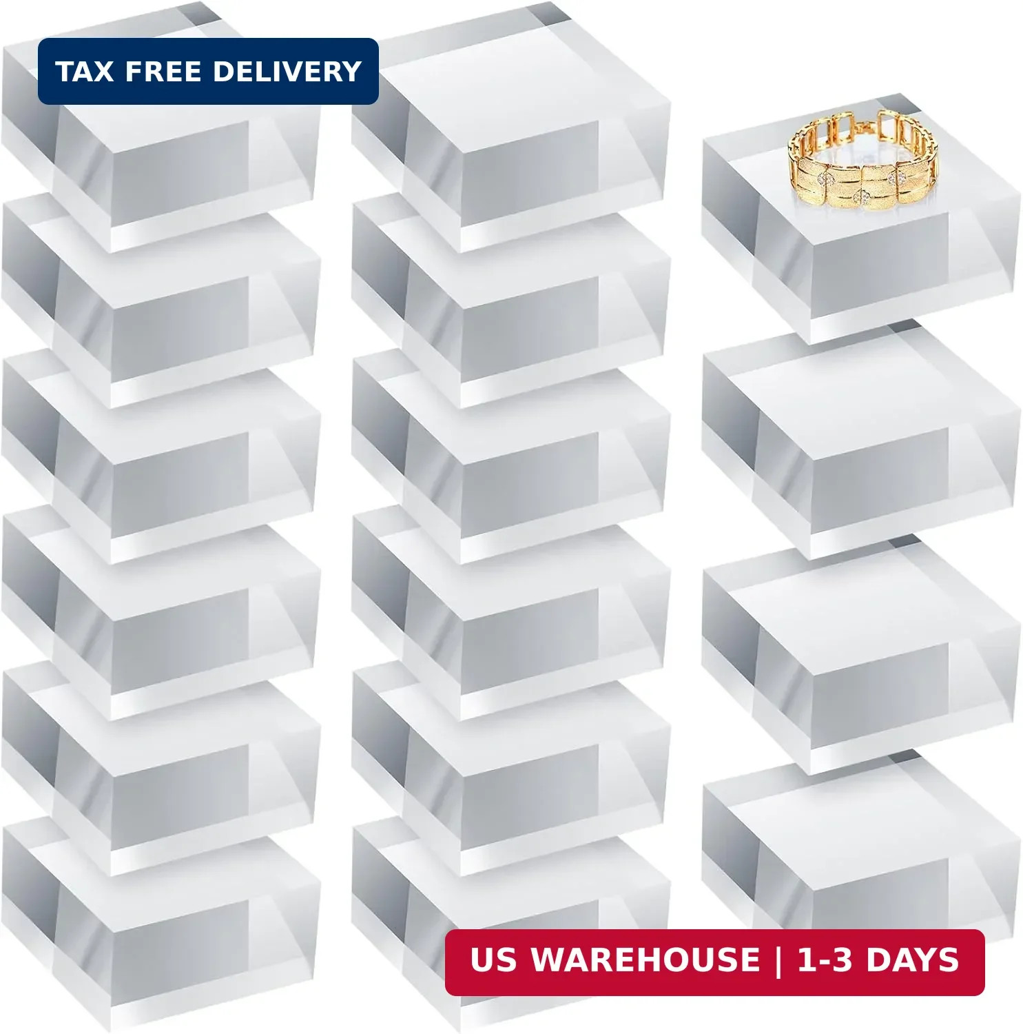 16 Pcs Clear Acrylic Cube Blocks Square Display Block Clear Polished Acr