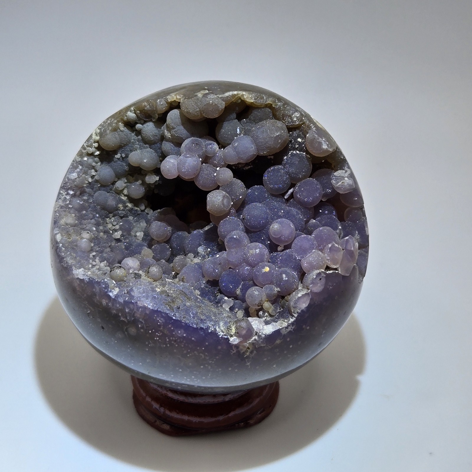 Grape Agate Sphere Botryoidal Purple Chalcedony With Druzy From Indonesia