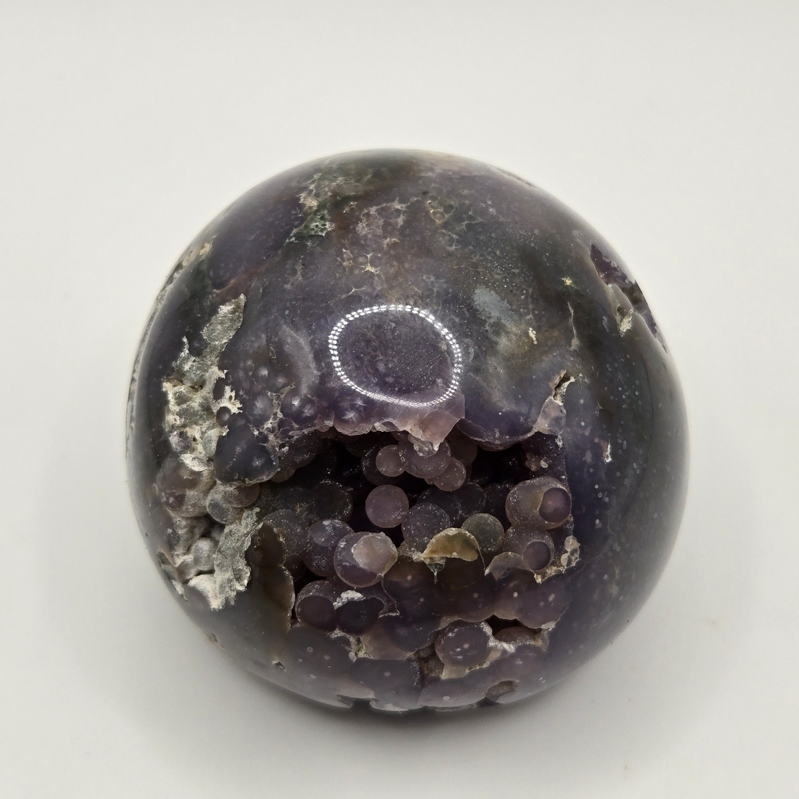 Grape Agate Sphere Botryoidal Purple Chalcedony With Druzy From Indonesia