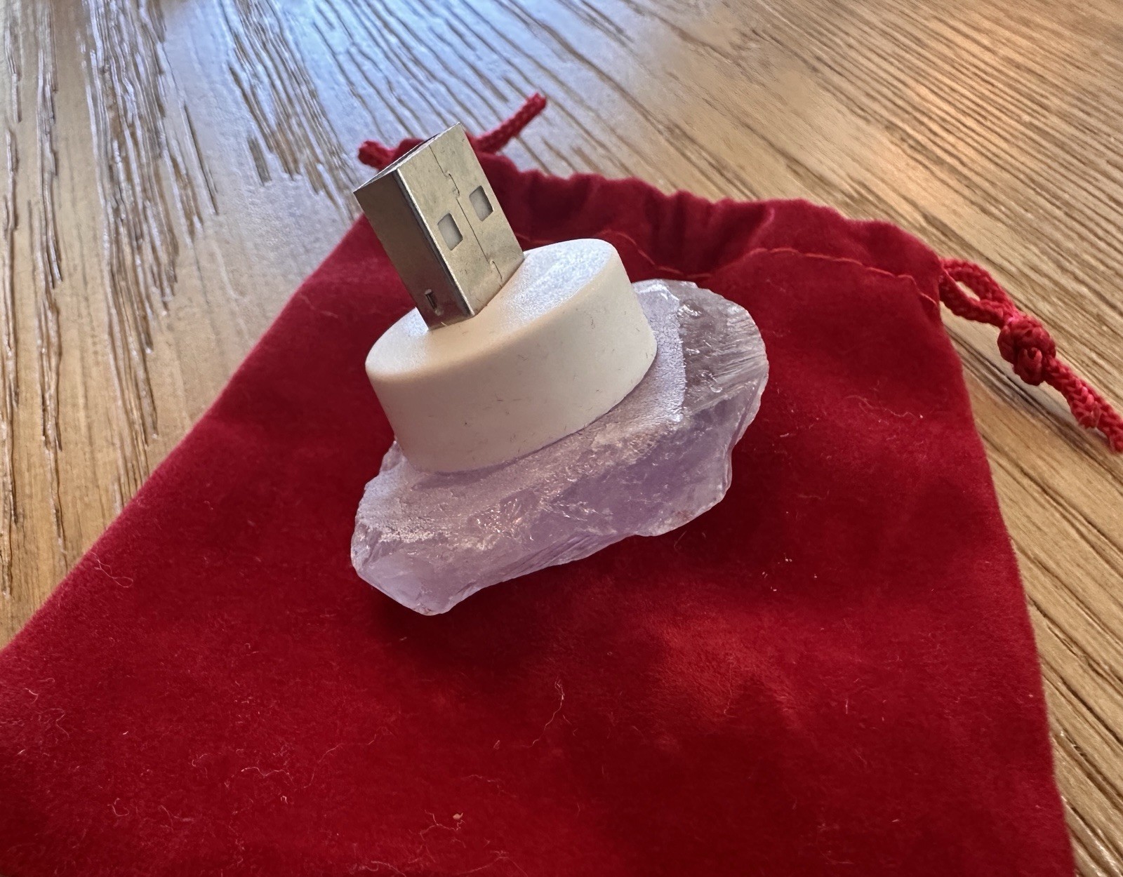 Light Raw Gemstone Crystal Stone USB Illuminated Home Purple Amethyst Gift