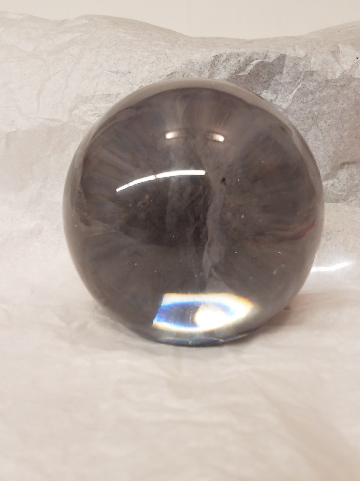 Glass Ball Solid Clear Sphere Flat on One side Paper Weight 4 Inch Diameter