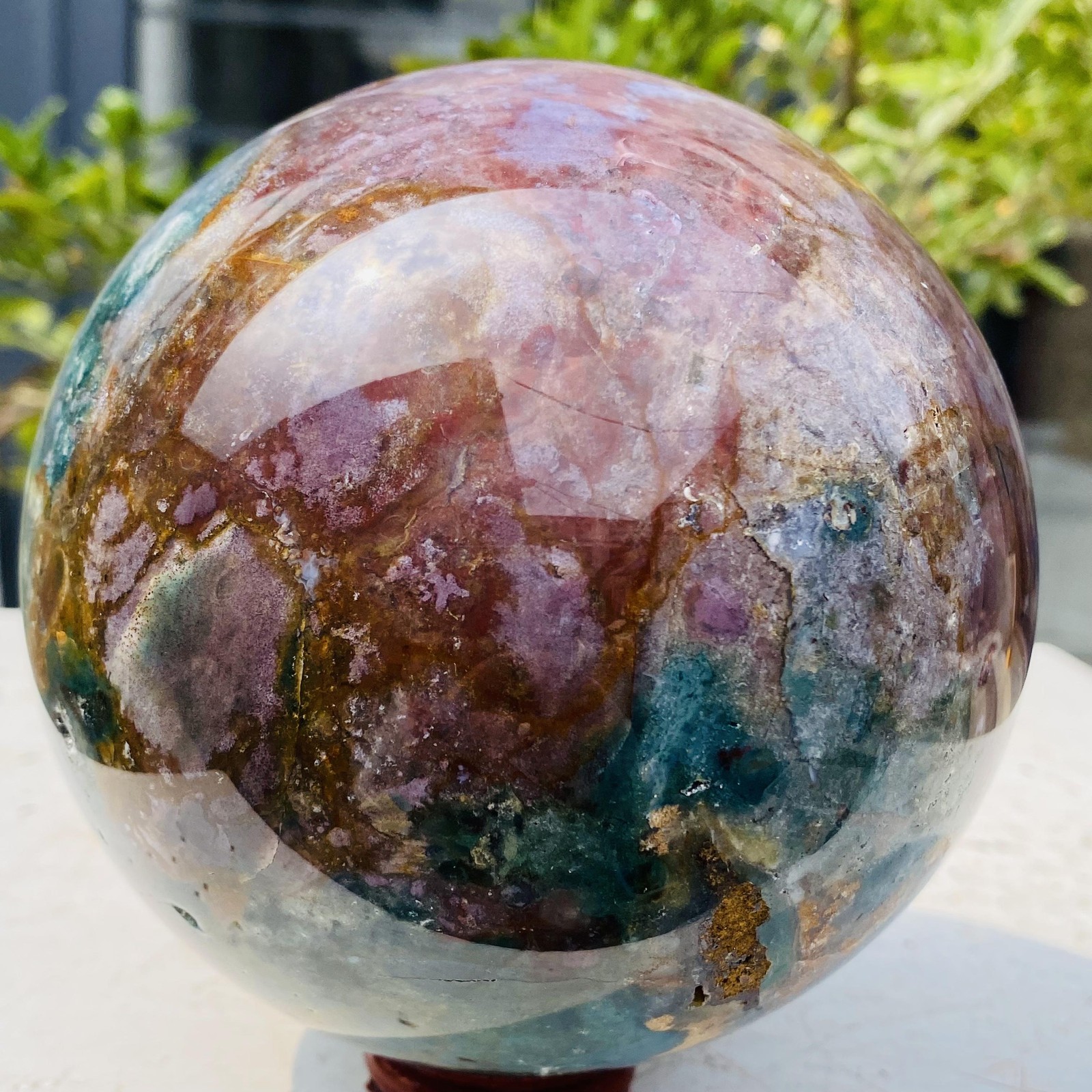 Natural Ocean Jasper ball Crystal jewelry Reiki energy Healing 1960g