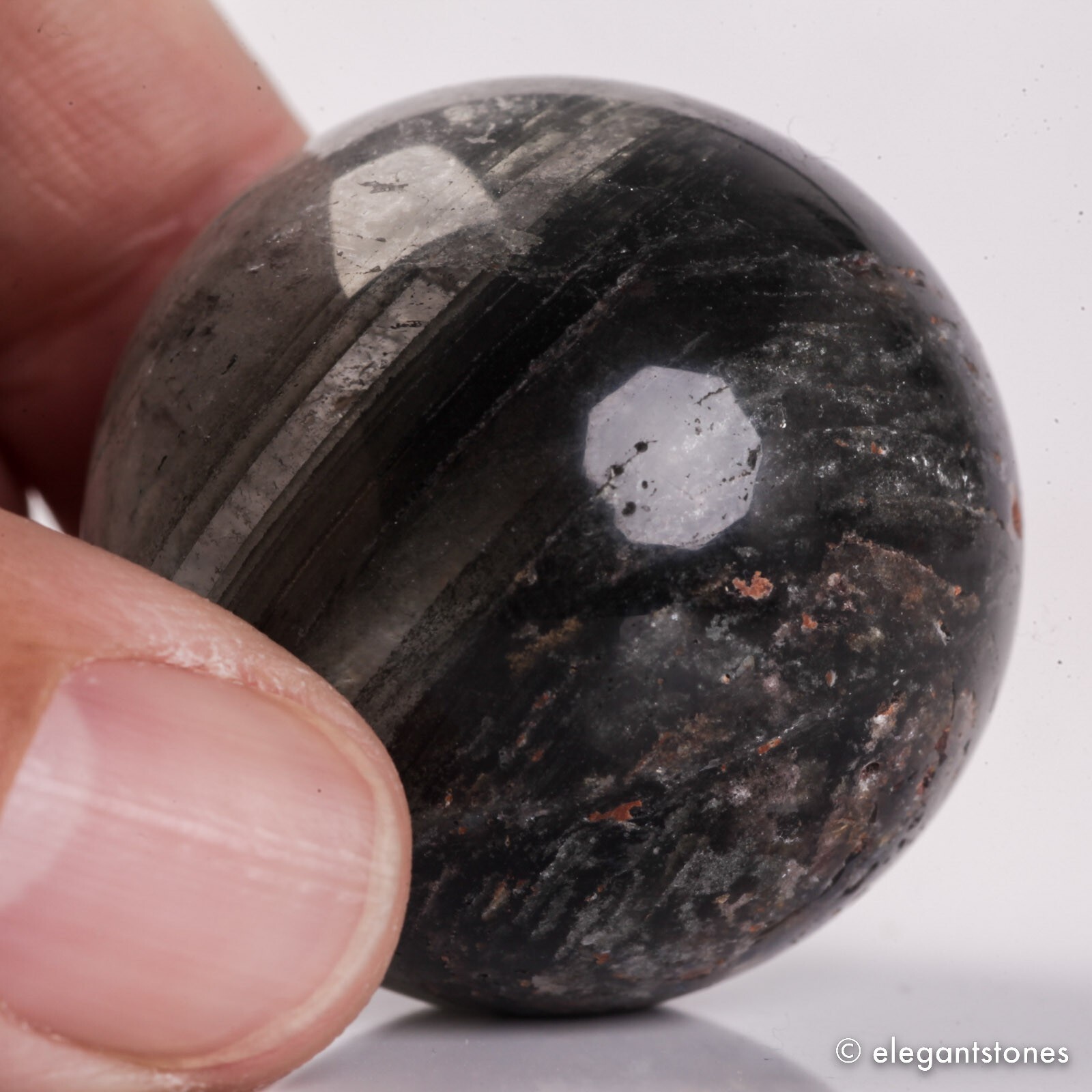 56g34mm Natural Garden/Phantom/Ghost/Lodolite Quartz Crystal Sphere Healing Ball