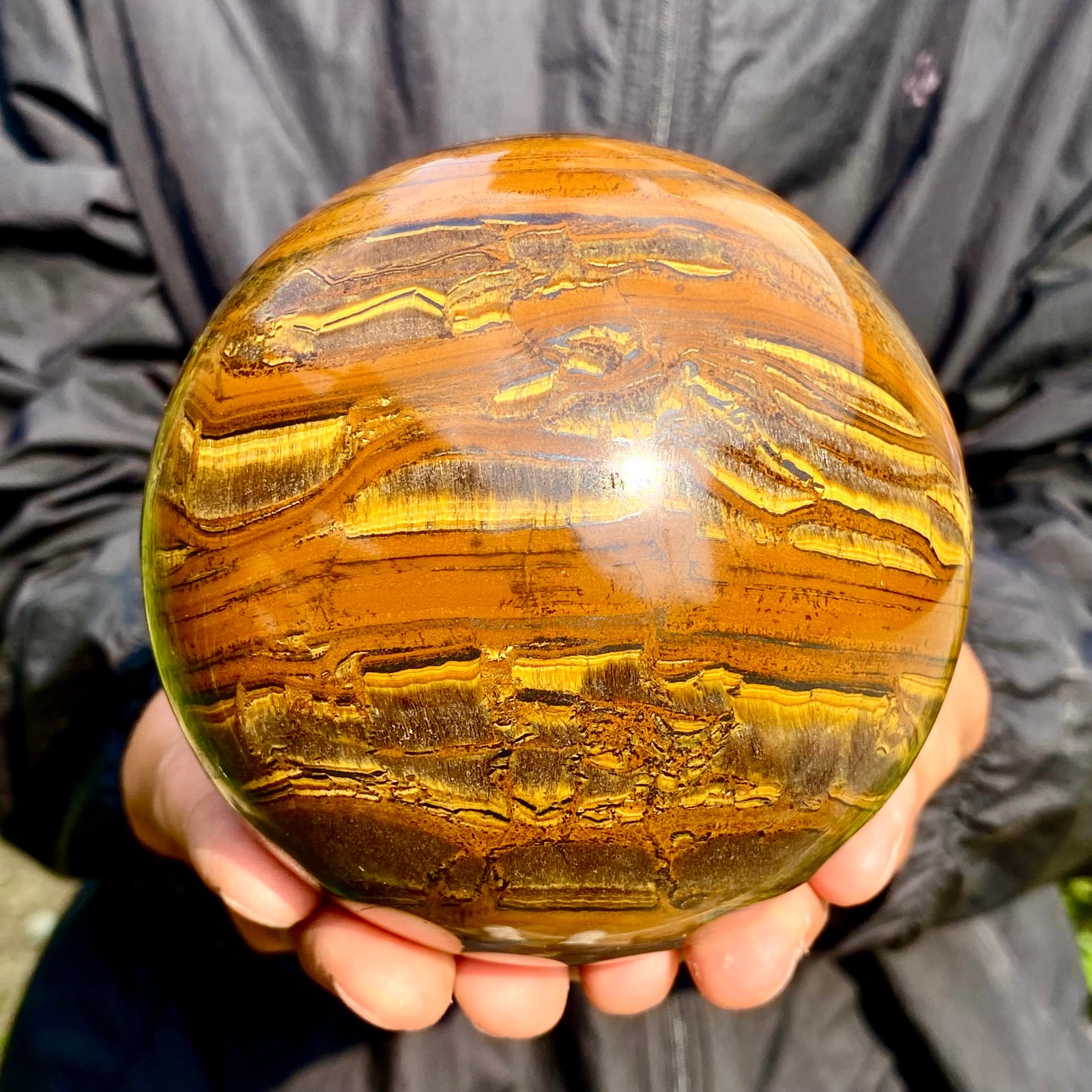 4.03LB Large Natural Tiger Eye Stone Crystal Ball Quartz Healing Sphere Décor