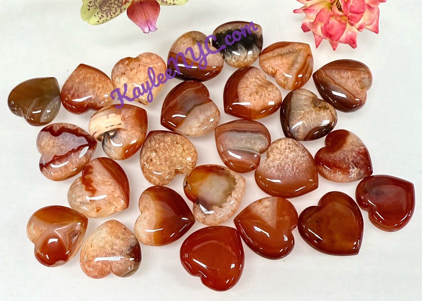 Wholesale Lot 1 Lb 1” Natural Carnelian Heart Crystal Healing Energy