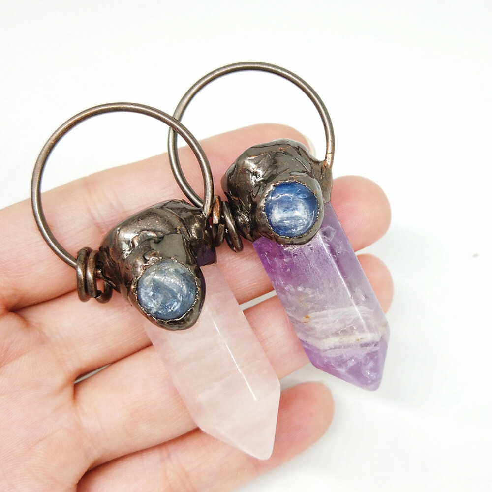 Natural Crystal Pendant Sun Stone Triangle Clear Quartz God Retro Chakra Vintage