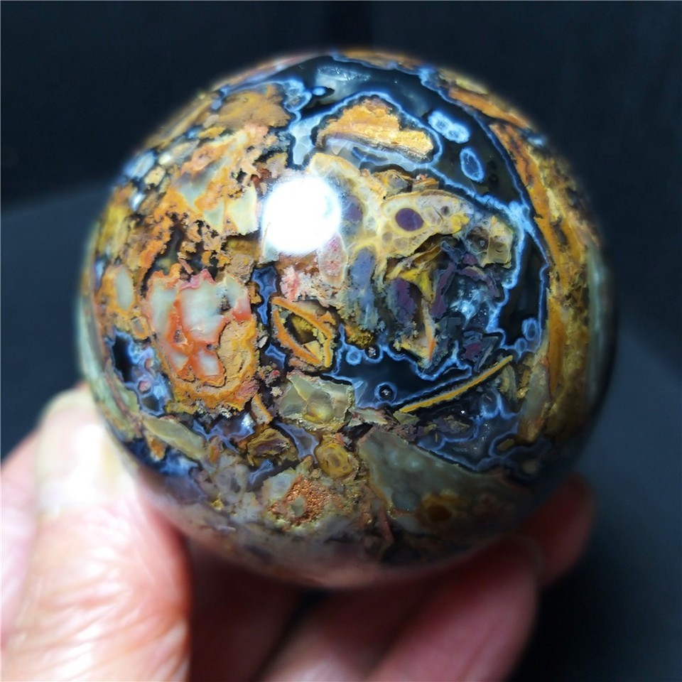RARE 238.3g Natural Polished Colorful Agate Stone Ball Healing Madagascar AB1600