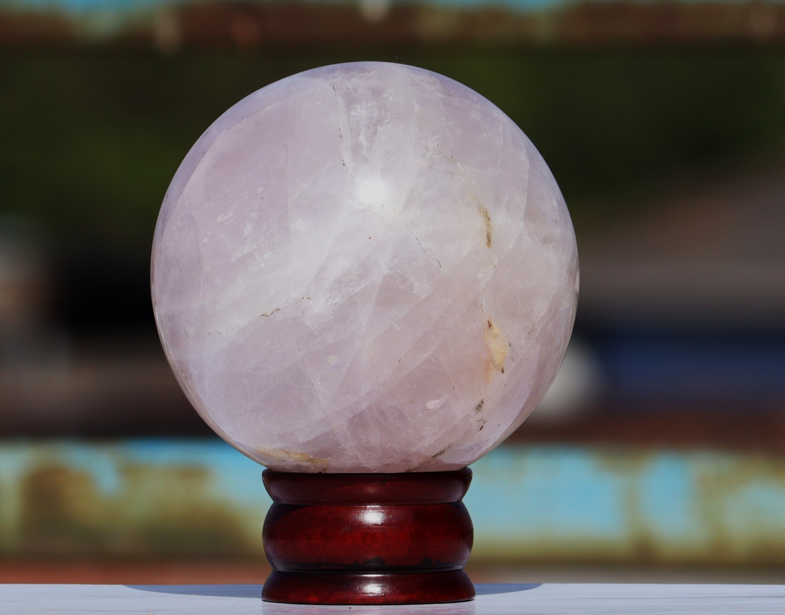 110mm Pink Rose Quartz Crystal Sphere Healing Stone Polished Ball