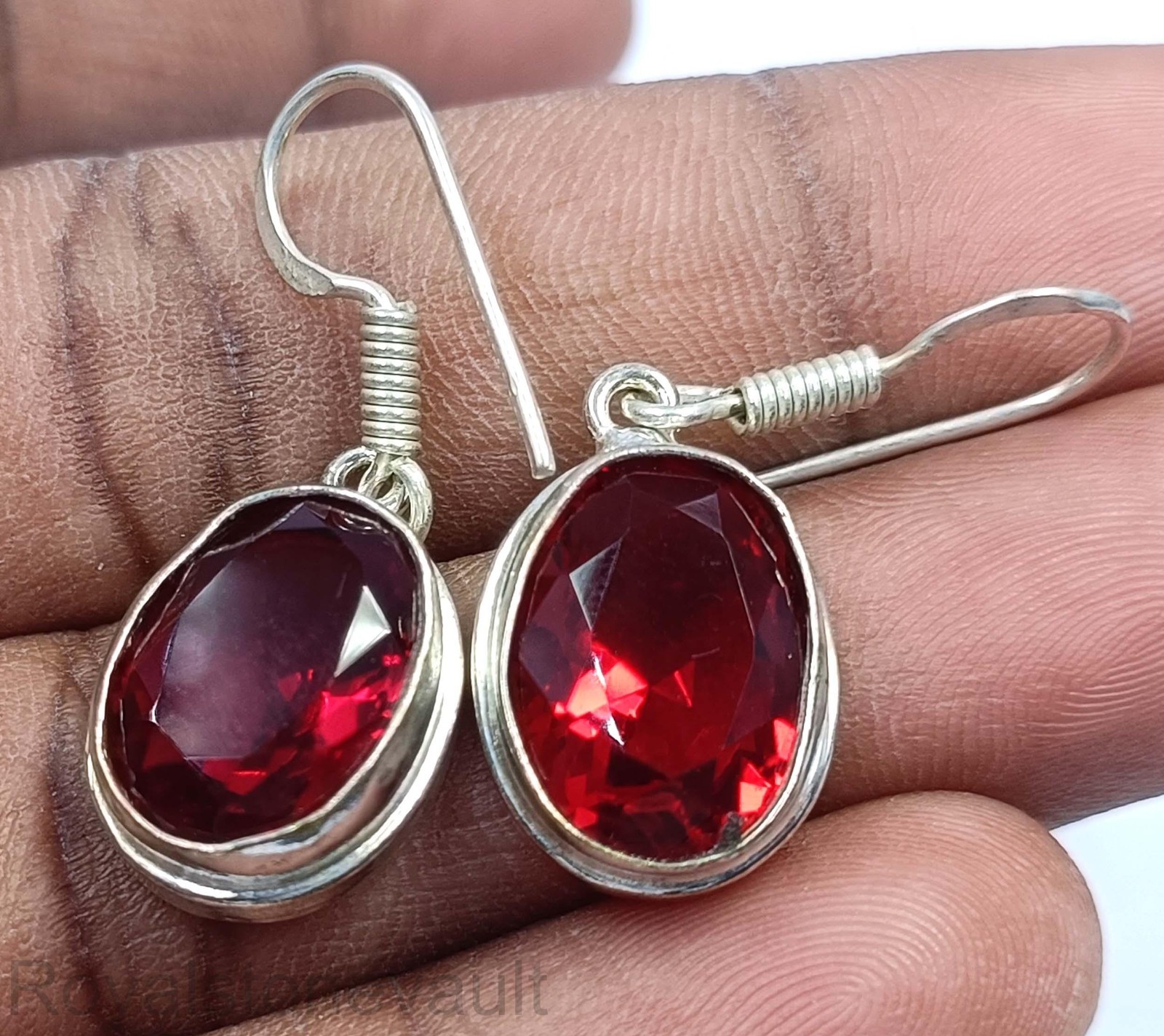 28.50 Ct Red Ruby Oval Earrings IGL Certified 925 Sterling Silver 5DDK