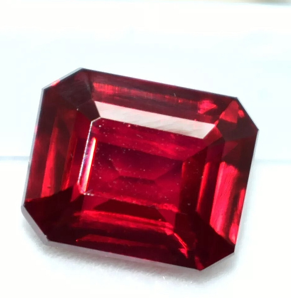 8 Ct Natural Red Ruby Faceted Emerald Cut Certified Loose Gemstone With Gift