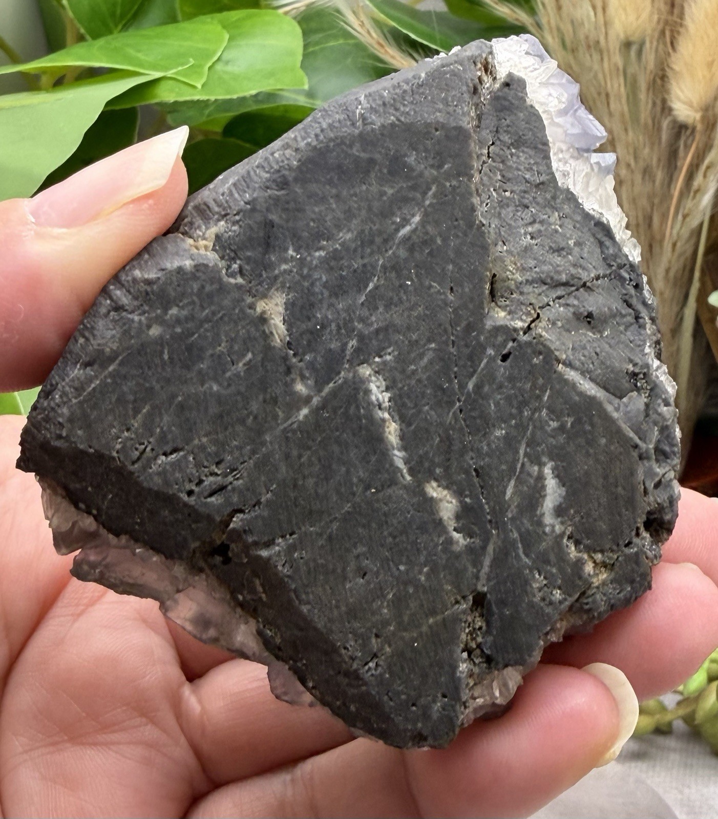 Crystal 242g QR Code Cube Grey Fluorite UV Reactive Cluster Specimen Mineral