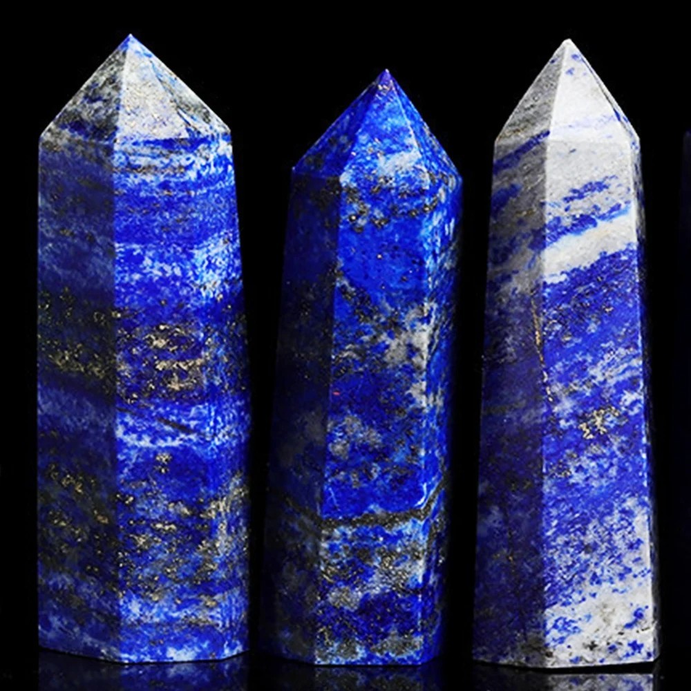 Lapis Lazuli Crystal Tower Natural Blue Stone Point Obelisk Wand Decor 3-3.5in
